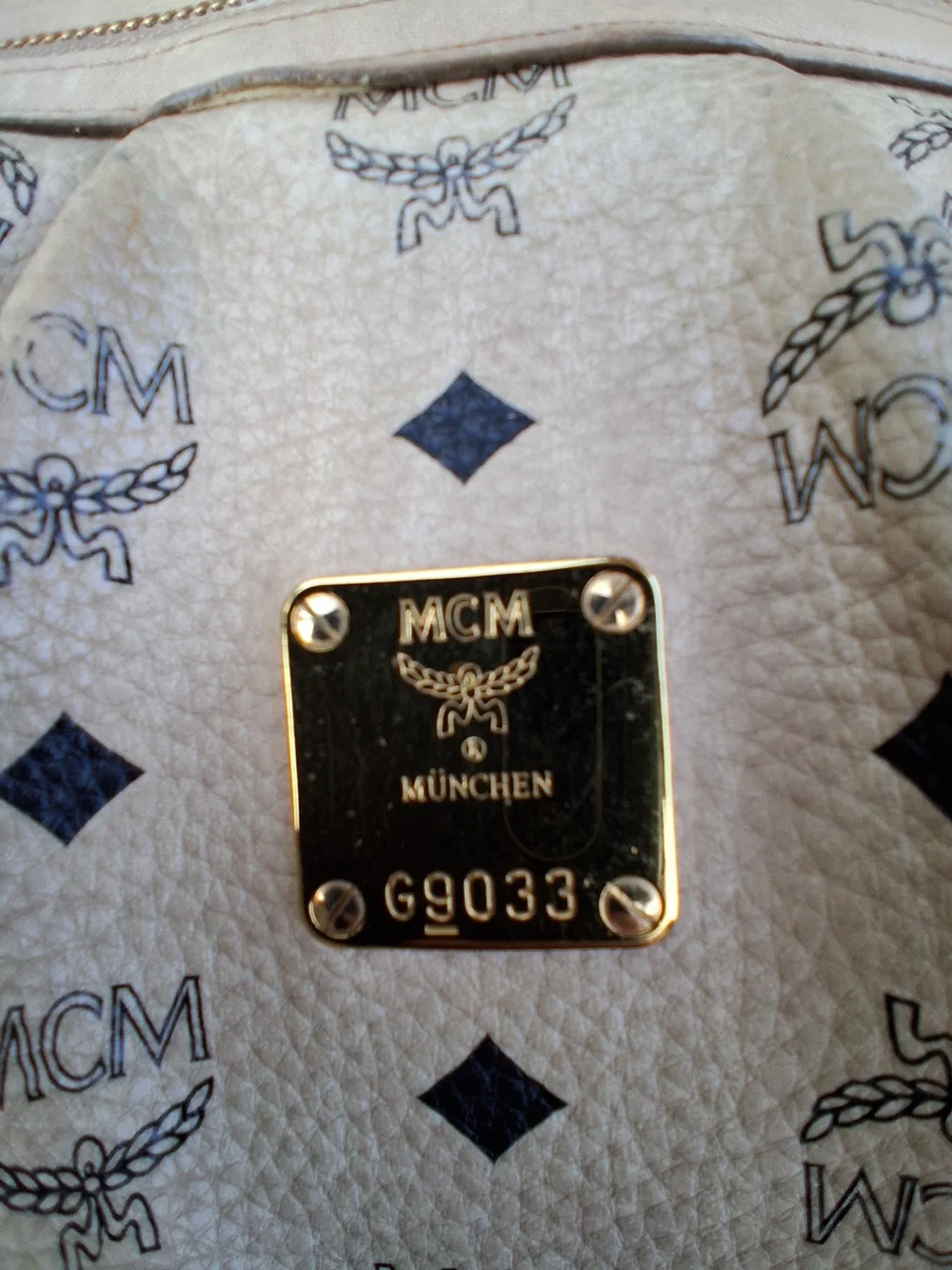 MCM Visetos Beige Logo Monogram Tote Bag Vintage